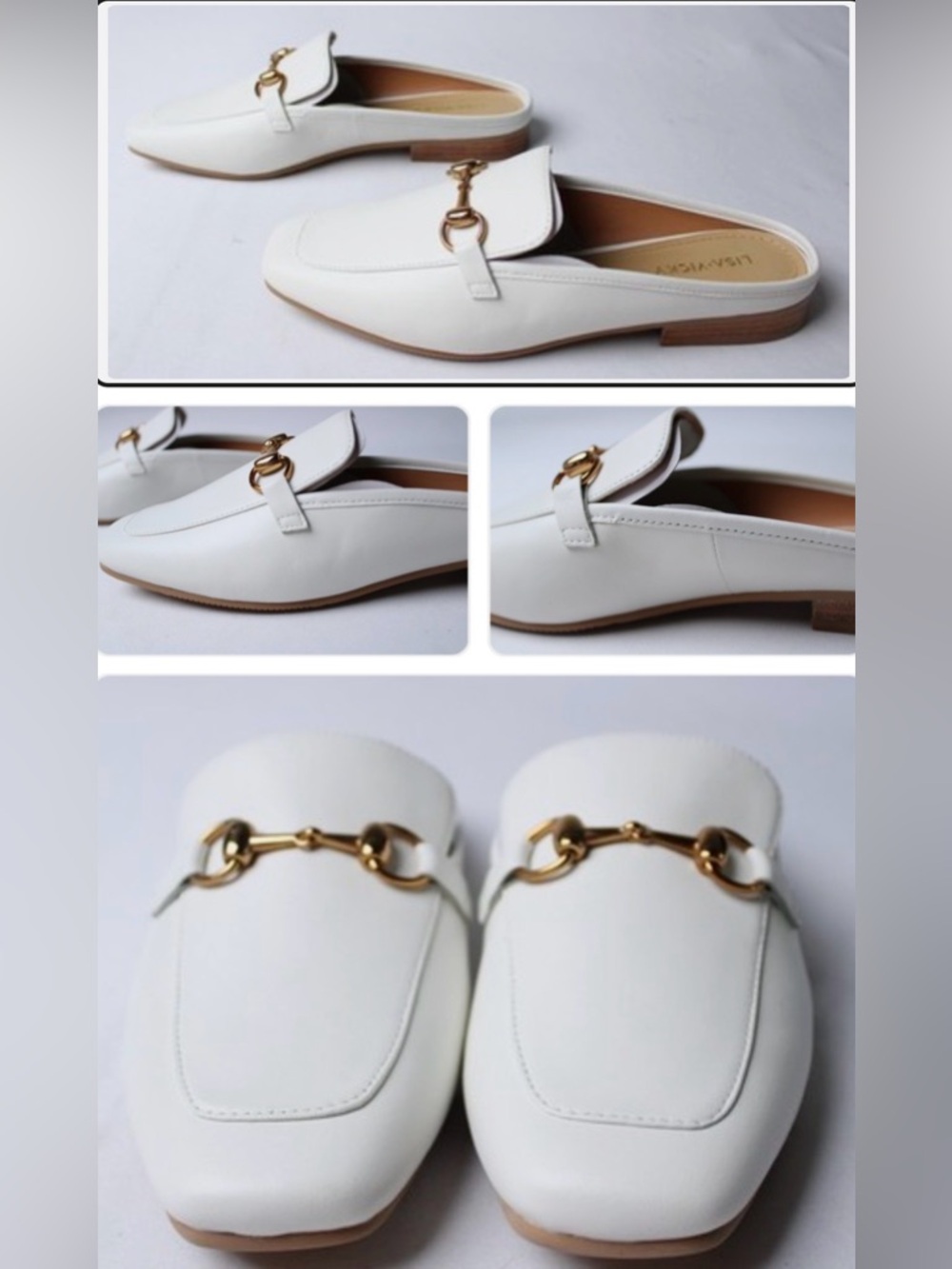 Lisa Vicky Zip-V White Sheep Nappa Women's Loafers Mule